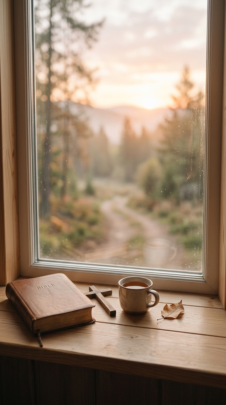 조용한 강가에 앉아 묵상하는 사람